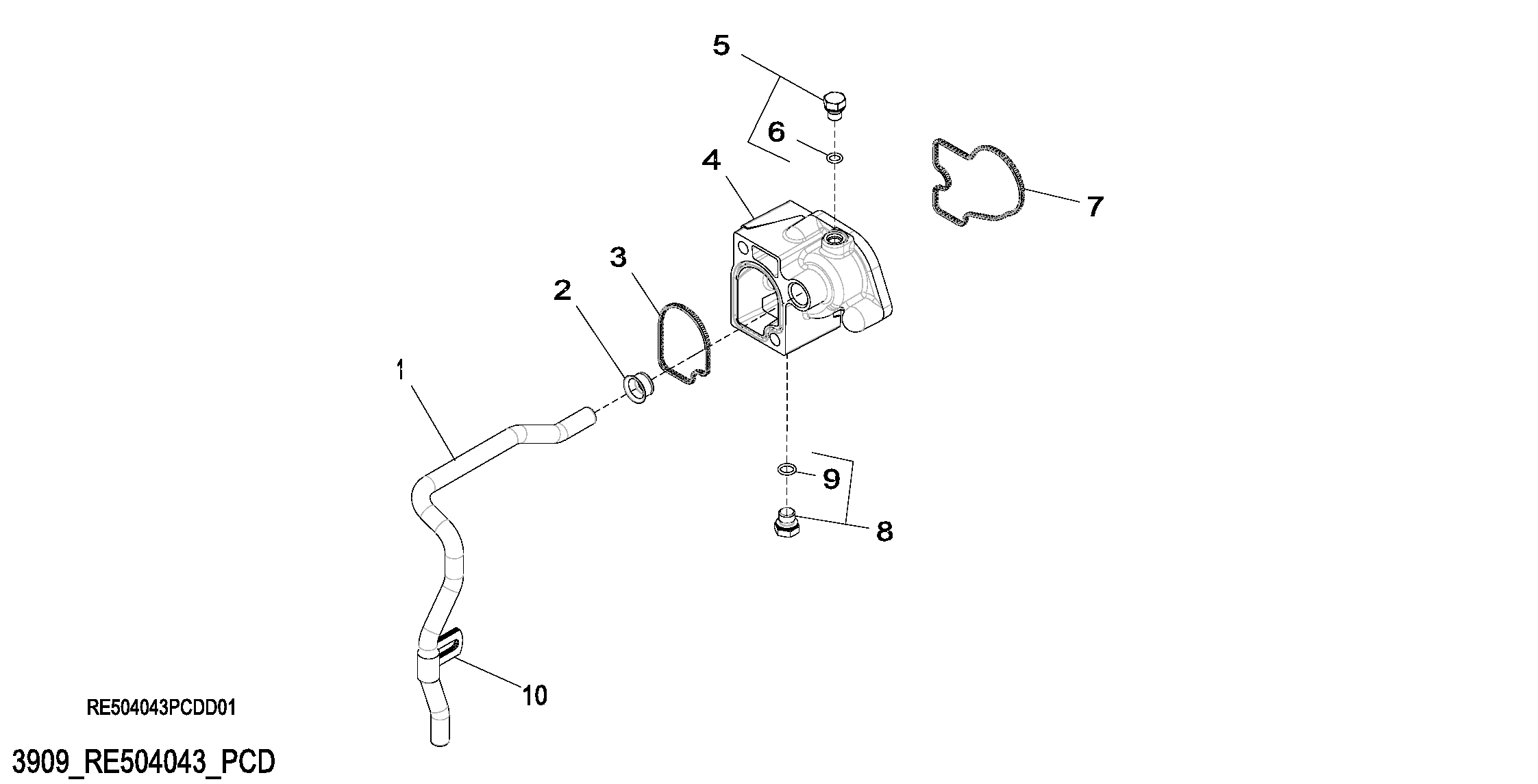Схема запчастей John Deere 7C ZTS - 173 - 3909 Thermostat Housing 0400C Engine 6068HT065-RE528044 6068HT065