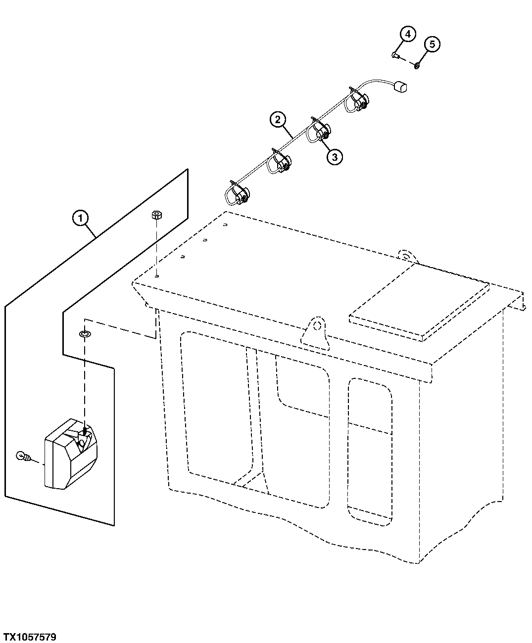 Схема запчастей John Deere 7C ZTS - 257 - CAB FRONT WORK LIGHTS AND WIRING HARNESS 1673 VEHICLE LIGHTING SYSTEM