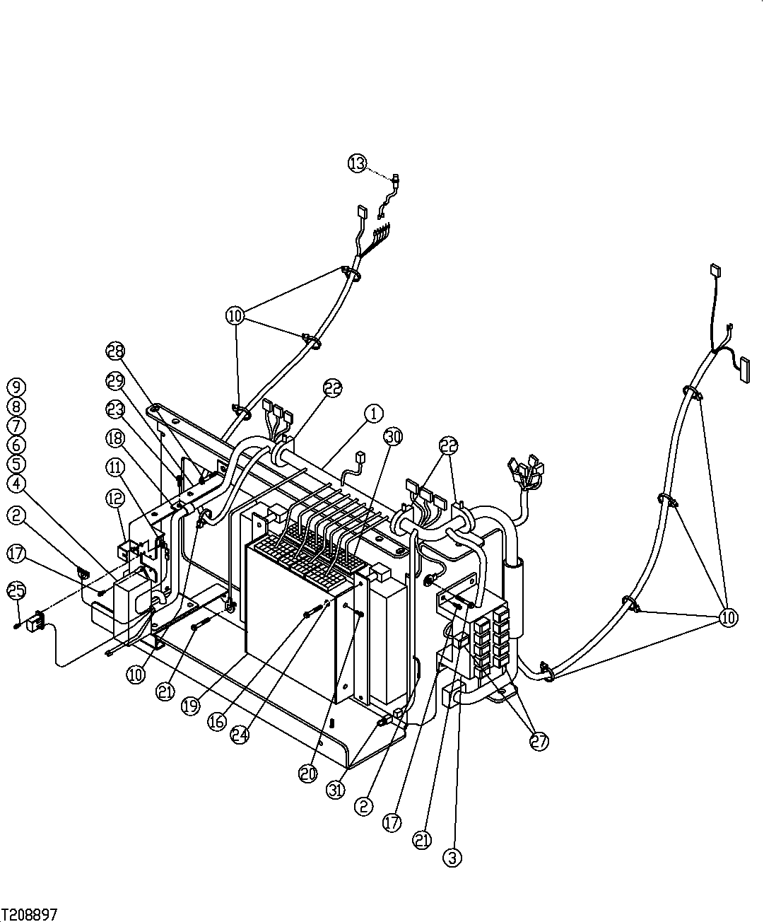 Схема запчастей John Deere 7C ZTS - 312 - REAR ENTRY CAB ELECTRICAL BOX (SN 200131- ) 1674C REAR ENTRY CAB WIRING HARNESS AND SWITCHES