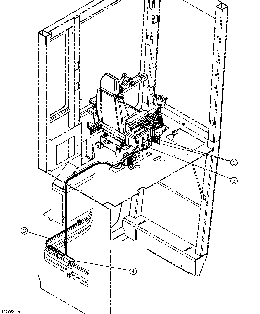 Схема запчастей John Deere 7C ZTS - 315 - REAR ENTRY CAB HEATER AND AIR CONDITIONER WIRING HARNESS 1674C REAR ENTRY CAB WIRING HARNESS AND SWITCHES