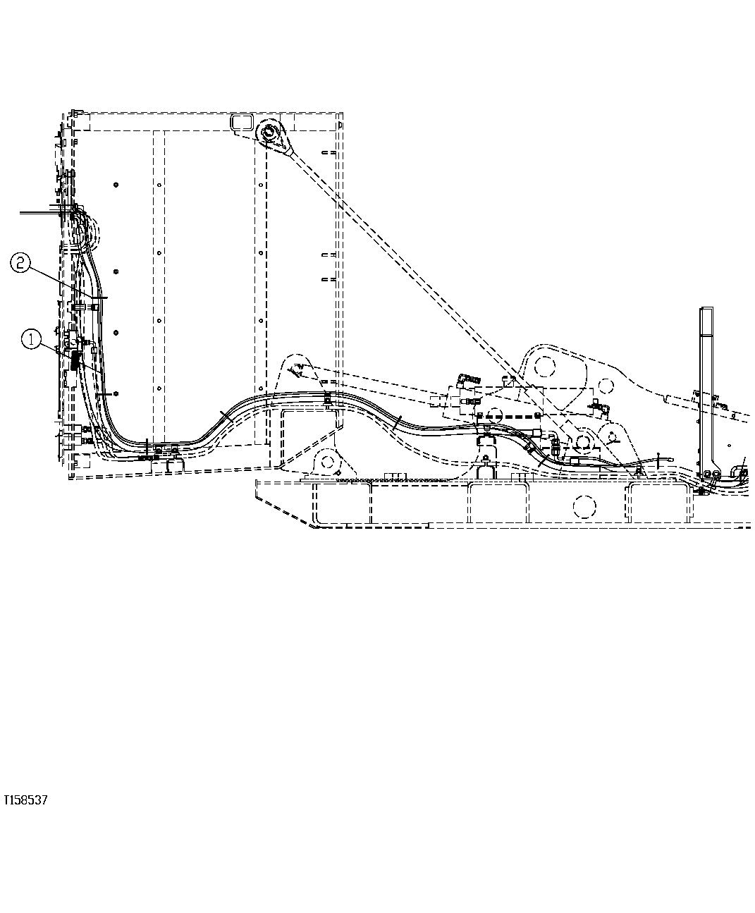 Схема запчастей John Deere 7C ZTS - 324 - WINDSHIELD WASHER HOSE FOR 48 AND 72 INCH CAB RISER 1810 OPERATOR ENCLOSURE