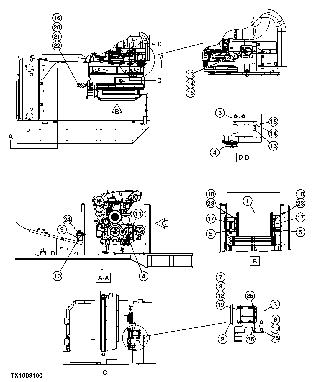 Схема запчастей John Deere 7C ZTS - 351 - AIR CONDITIONER CONDENSER, COMPRESSOR, AND DRYER 1830 HEATING & AIR CONDITIONING