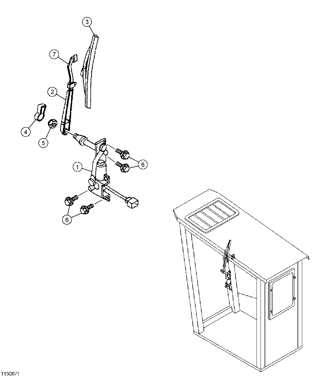 Схема запчастей John Deere 7C ZTS - 382 - SIDE ENTRY CAB WINDSHIELD WIPER 1810B SIDE ENTRY CAB