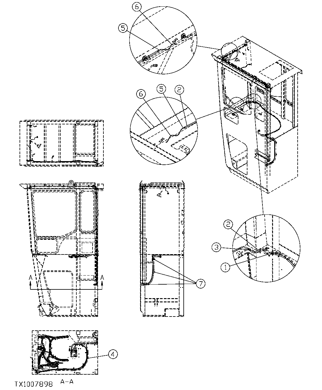 Схема запчастей John Deere 7C ZTS - 413 - REAR ENTRY CAB WINDSHIELD WASHER PLUMBING 1810C REAR ENTRY CAB