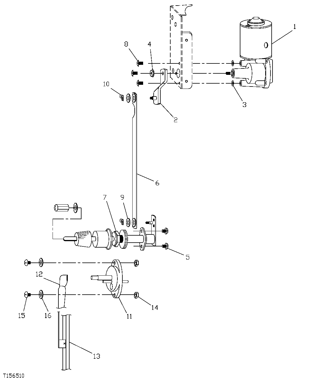 Схема запчастей John Deere 7C ZTS - 418 - REAR ENTRY CAB LOWER WIPER ASSEMBLY 1810C REAR ENTRY CAB