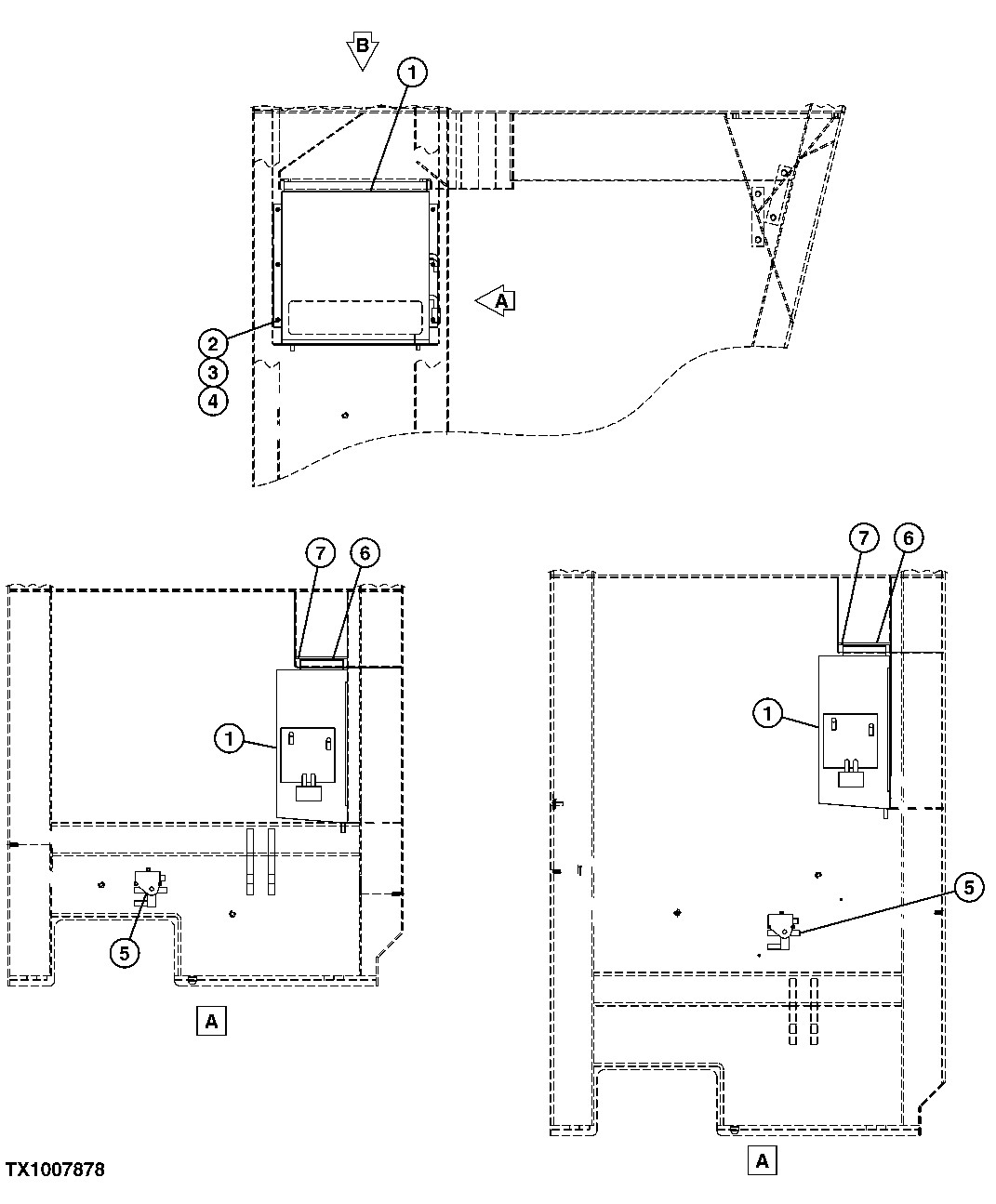 Схема запчастей John Deere 7C ZTS - 444 - REAR ENTRY CAB HEATER AND AIR CONDITIONER UNIT MOUNTING (WITH CAB RISER) 1830C REAR ENTRY CAB HEATING AND AIR CONDITIONING