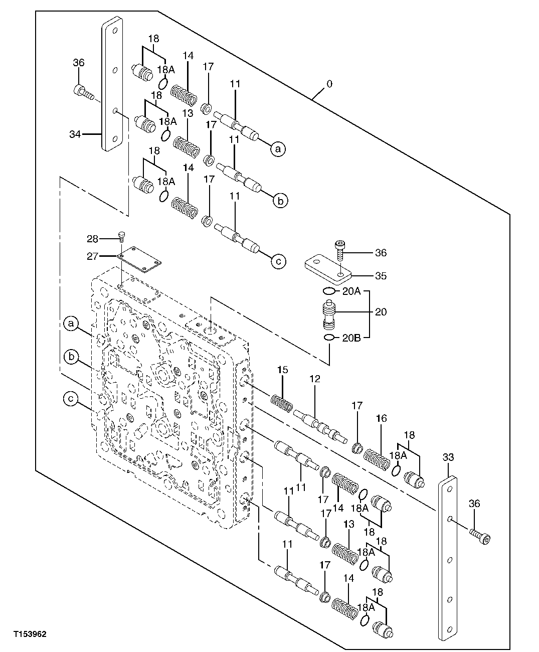 Схема запчастей John Deere 7C ZTS - 500 - PILOT SIGNAL MANIFOLD VALVES 2160 VEHICLE HYDRAULICS