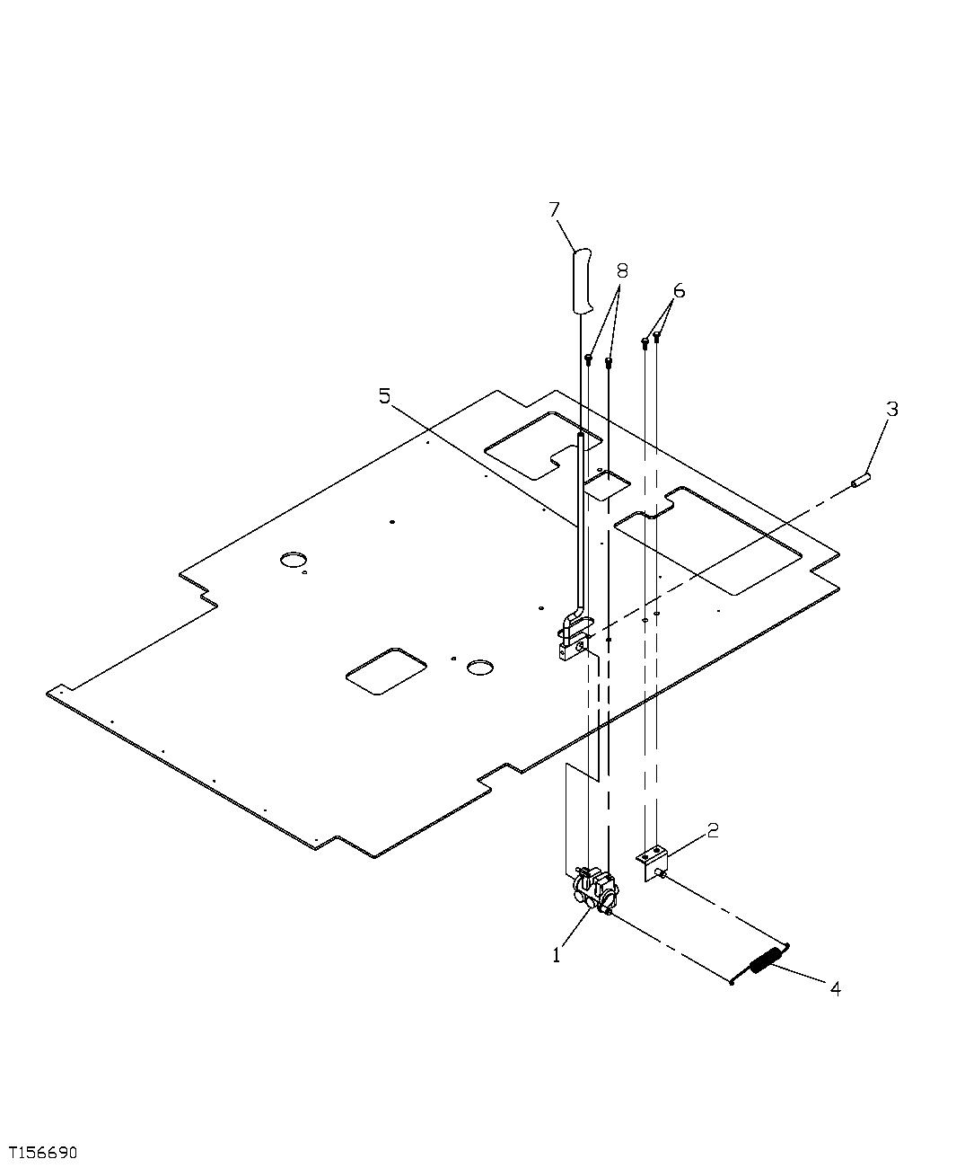 Схема запчастей John Deere 7C ZTS - 522 - REAR ENTRY CAB PILOT SHUTOFF LEVER 3315 CONTROLS LINKAGE