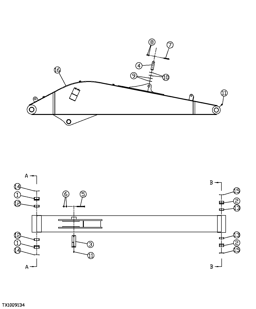 Схема запчастей John Deere 7C ZTS - 533 - VALVE IN HEAD ARM, PINS AND BUSHINGS 3340 Backhoe & Excavator Frames