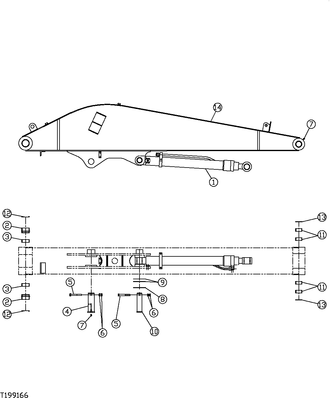 Схема запчастей John Deere 7C ZTS - 535 - HEELER ARM (SWAMP LOGGER), PINS AND BUSHINGS 3340 Backhoe & Excavator Frames