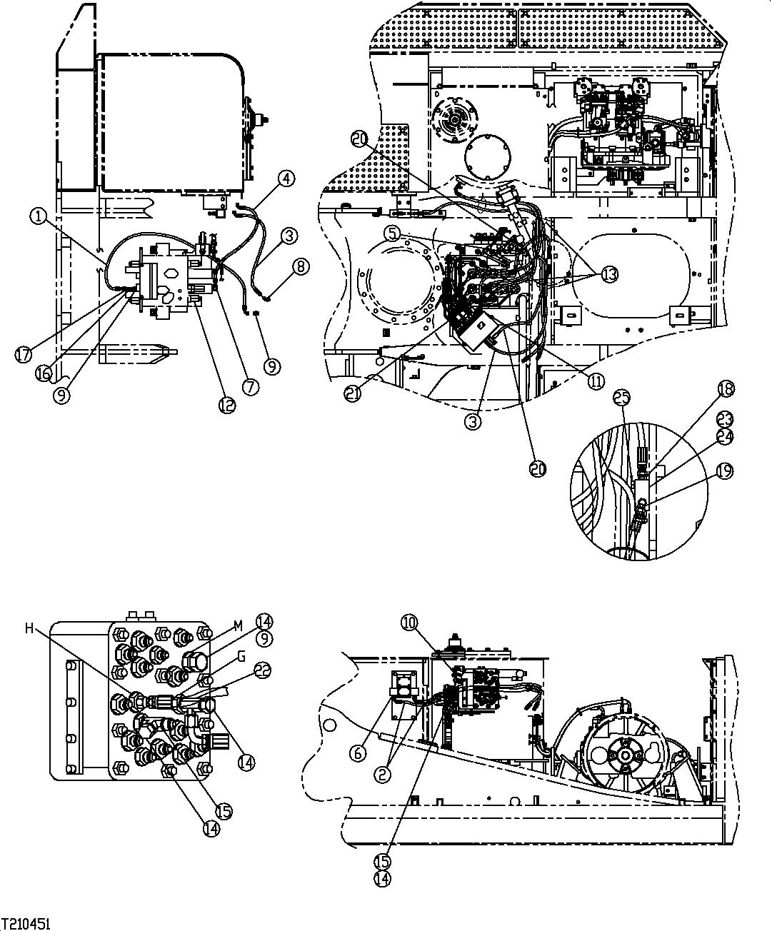 Схема запчастей John Deere 7C ZTS - 559 - PILOT LINES (PROCESSOR CONFIGURATION) (SN 200156- ) 3360 HYDRAULIC SYSTEM