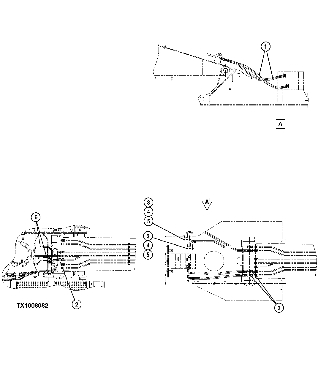 Схема запчастей John Deere 7C ZTS - 597 - CONTROL VALVE TO BOOM LINE HOSES (HEELER FRONT) 3363 LINES, HOSES & FITTINGS