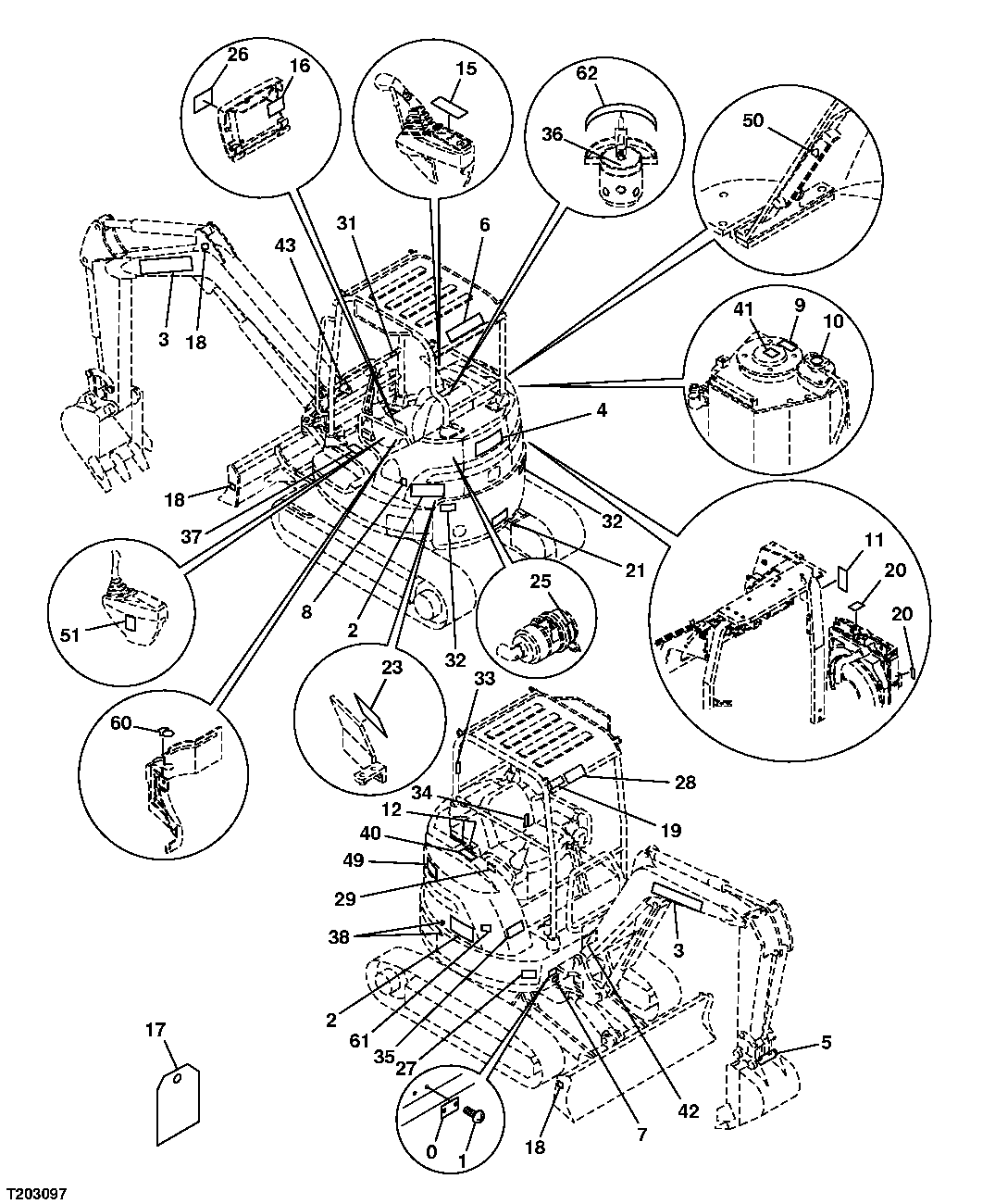 Схема запчастей John Deere 5C ZTS - 57 - Labels and Decals (Canopy) 1322 DECALS & TRADEMARKS