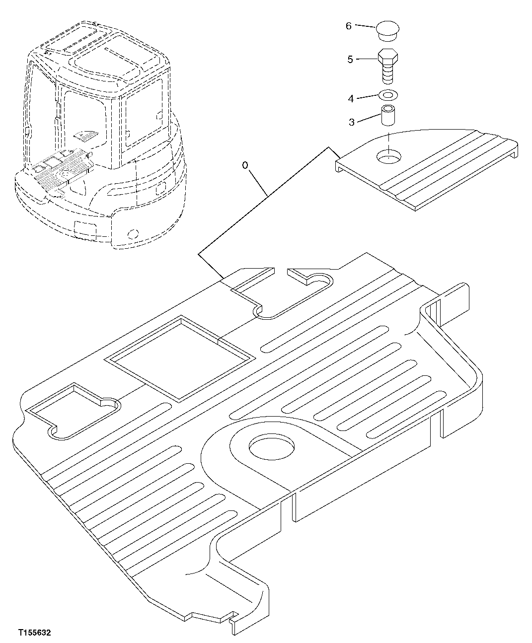 Схема запчастей John Deere 5C ZTS - 70 - FLOOR MAT (CAB AUXILIARY PEDAL) 1807 Special Noise Control Items