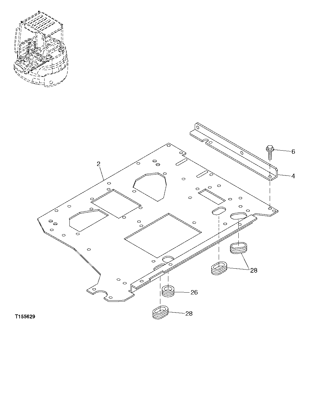 Схема запчастей John Deere 5C ZTS - 75 - Canopy Floor 1812 Platform
