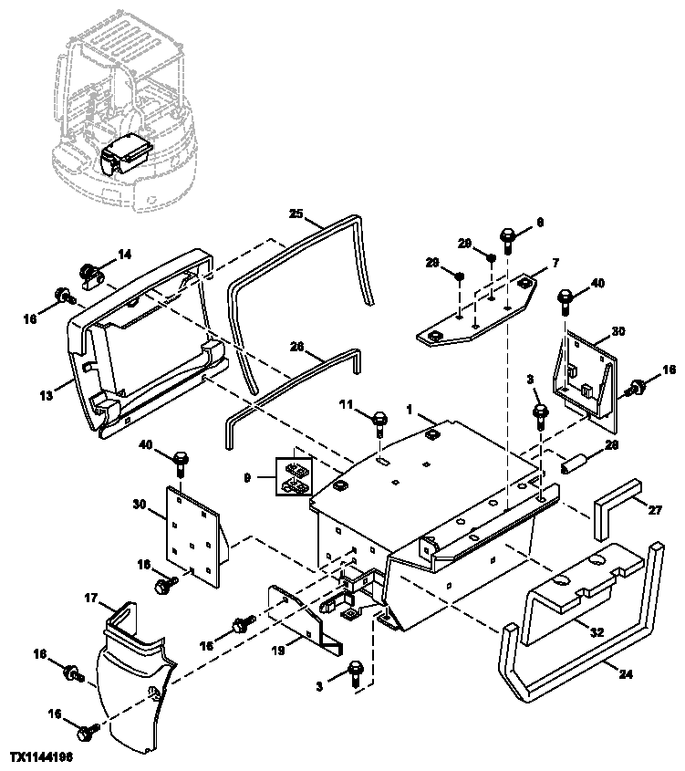 Схема запчастей John Deere 5C ZTS - 86 - Seat Base 1821 Seat And Seat Belts