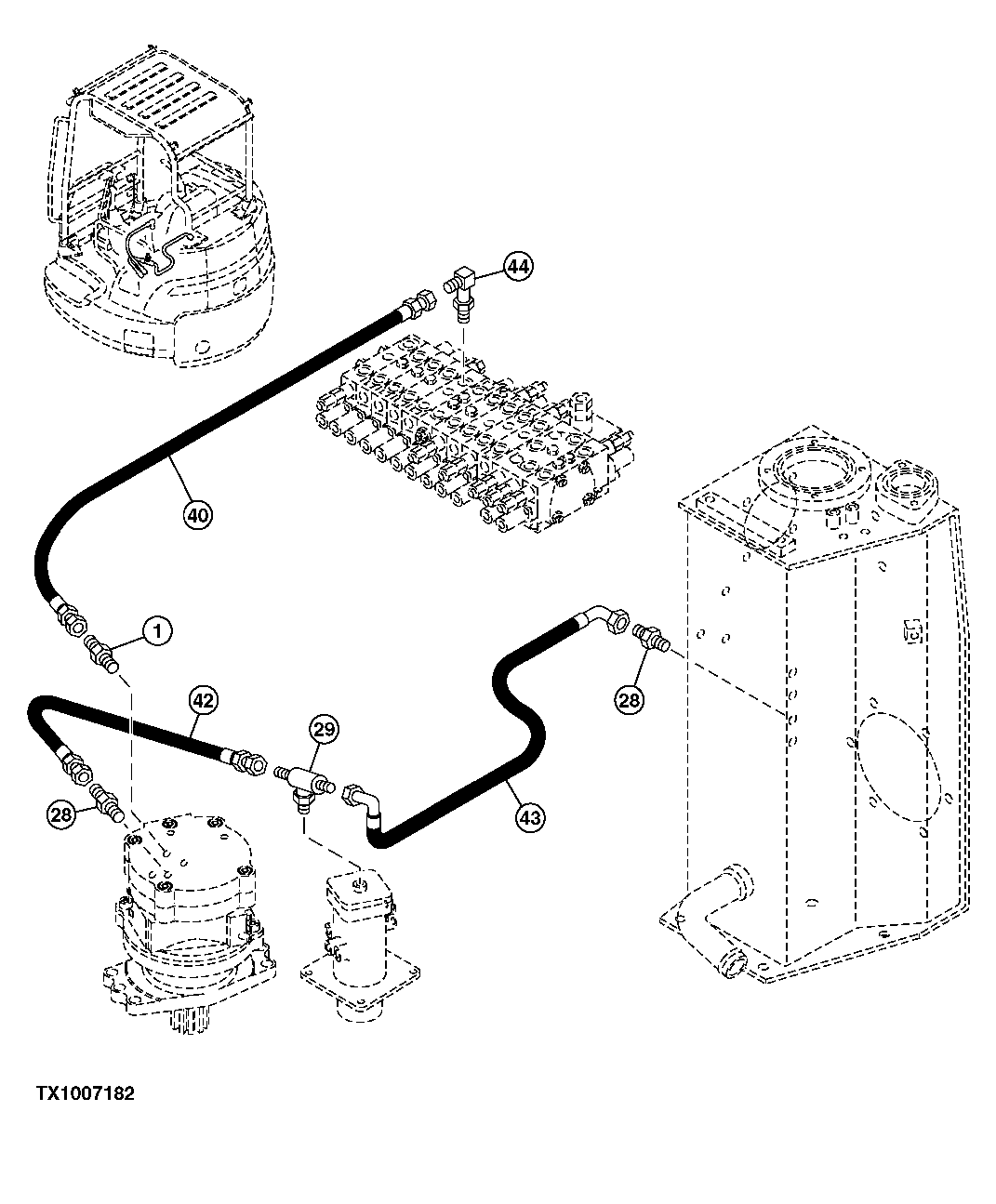 Схема запчастей John Deere 5C ZTS - 110 - Oil Reservoir Lines 2163 HYD LINES & HOSES