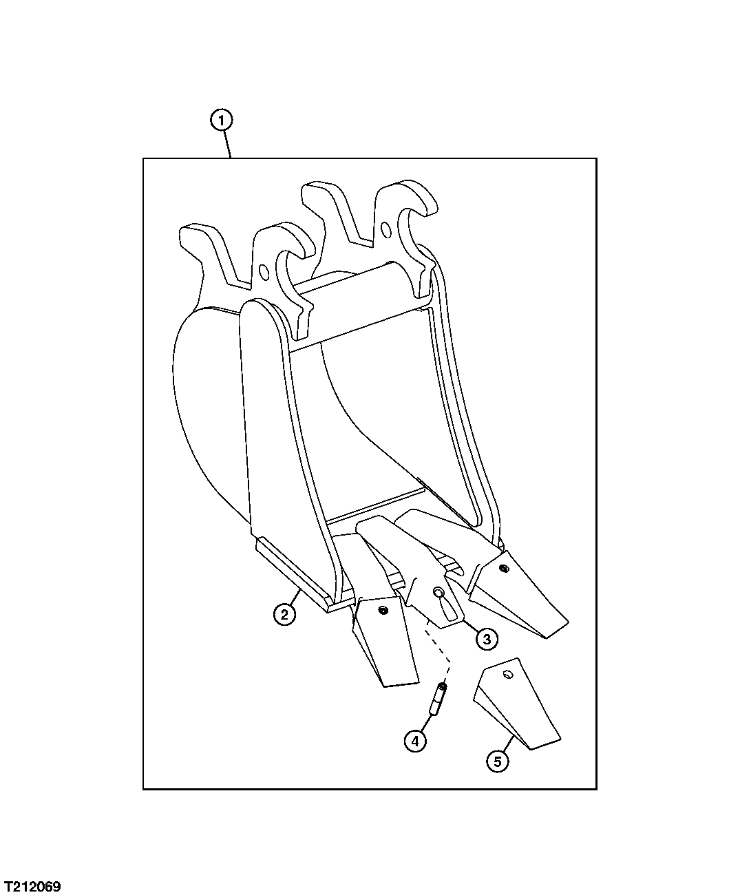 Схема запчастей John Deere 5C ZTS - 124 - HEAVY DUTY BUCKET - 12 INCH 3302 Bucket With Teeth