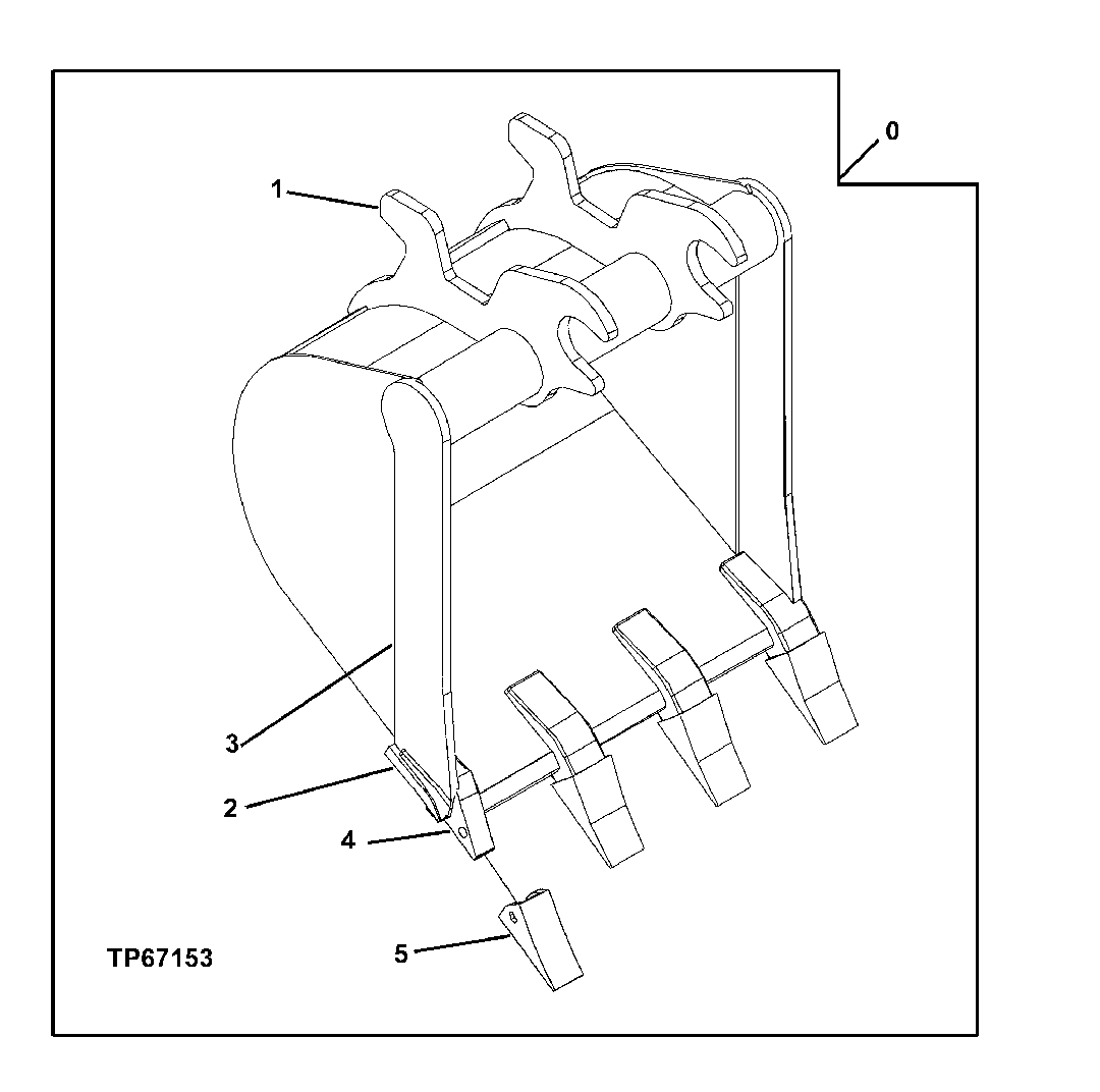 Схема запчастей John Deere 5C ZTS - 126 - HEAVY DUTY BUCKET (20", 24") 3302 Bucket With Teeth