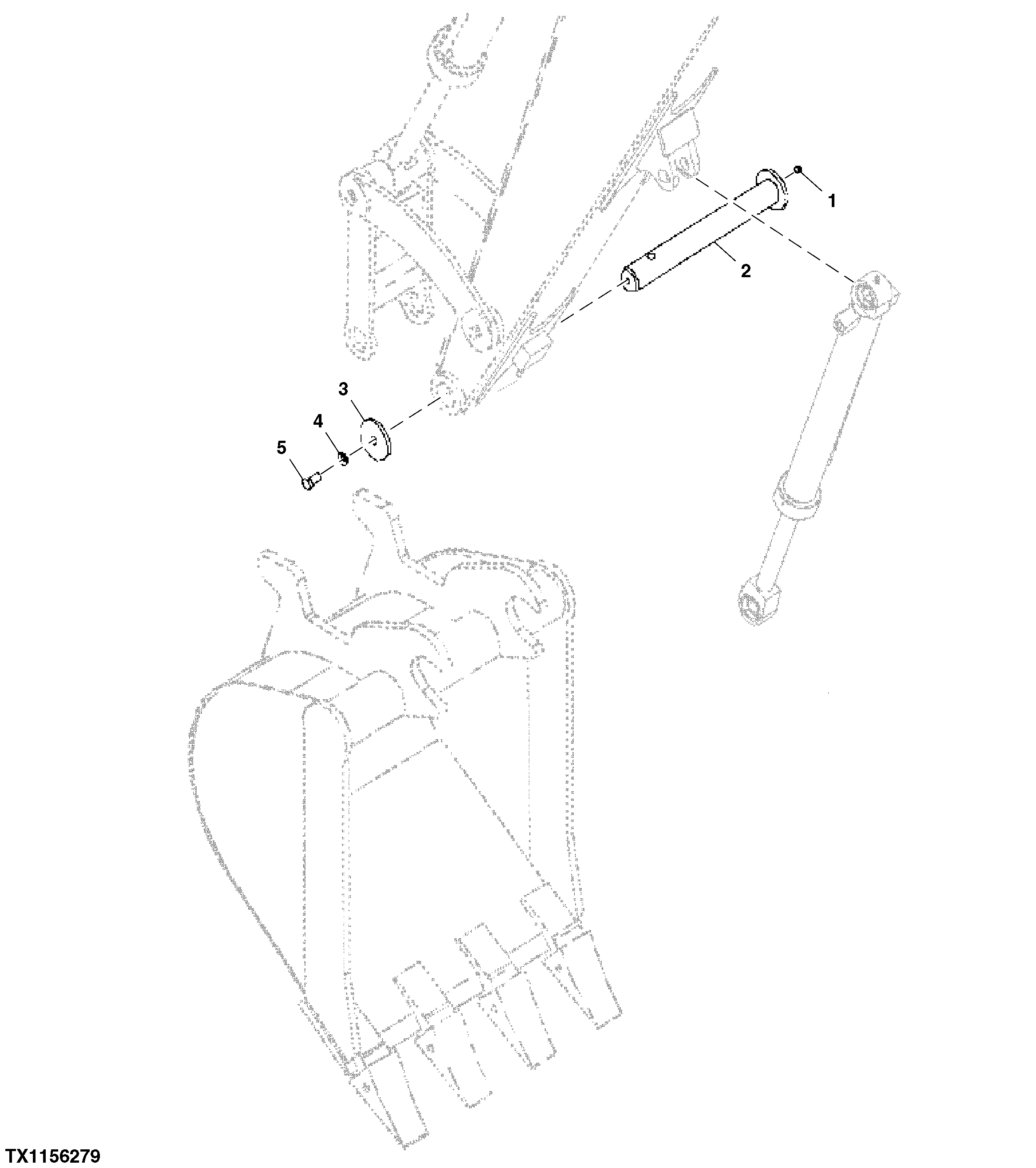 Схема запчастей John Deere 5C ZTS - 136 - Bucket Pivot Pin (For Hydraulic Thumb) 3302 Bucket With Teeth