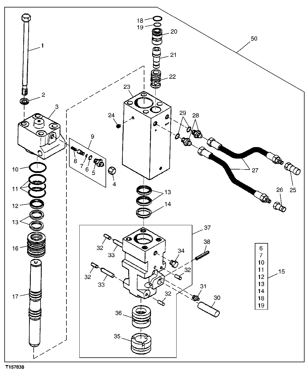 Схема запчастей John Deere 5C ZTS - 140 - HYDRAULIC BREAKER COMPONENTS (HB15, HB30) 3302 Bucket With Teeth
