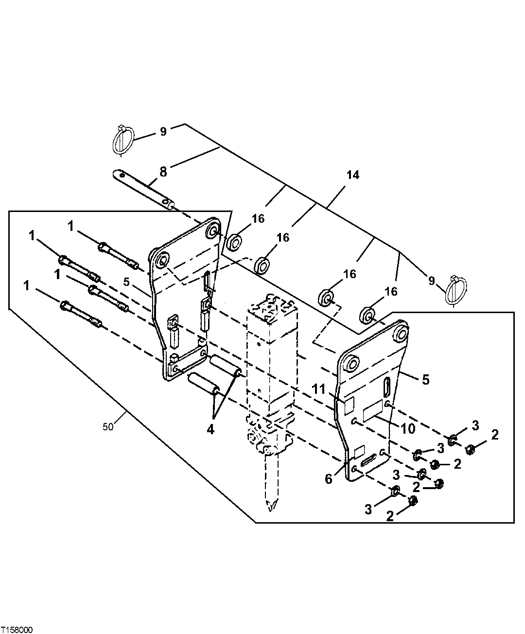 Схема запчастей John Deere 5C ZTS - 144 - Hydraulic Breaker Bracket (HB30, HB50) 3302 Bucket With Teeth