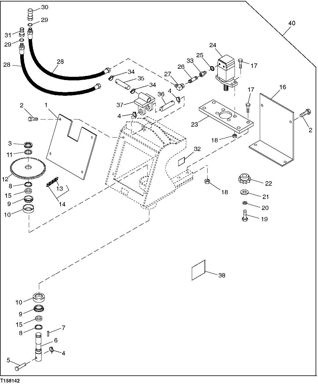 Схема запчастей John Deere 5C ZTS - 150 - COMPLETE MOTOR AND CA15 CHAIN DRIVE SPROCKET AUGER 3302 Bucket With Teeth