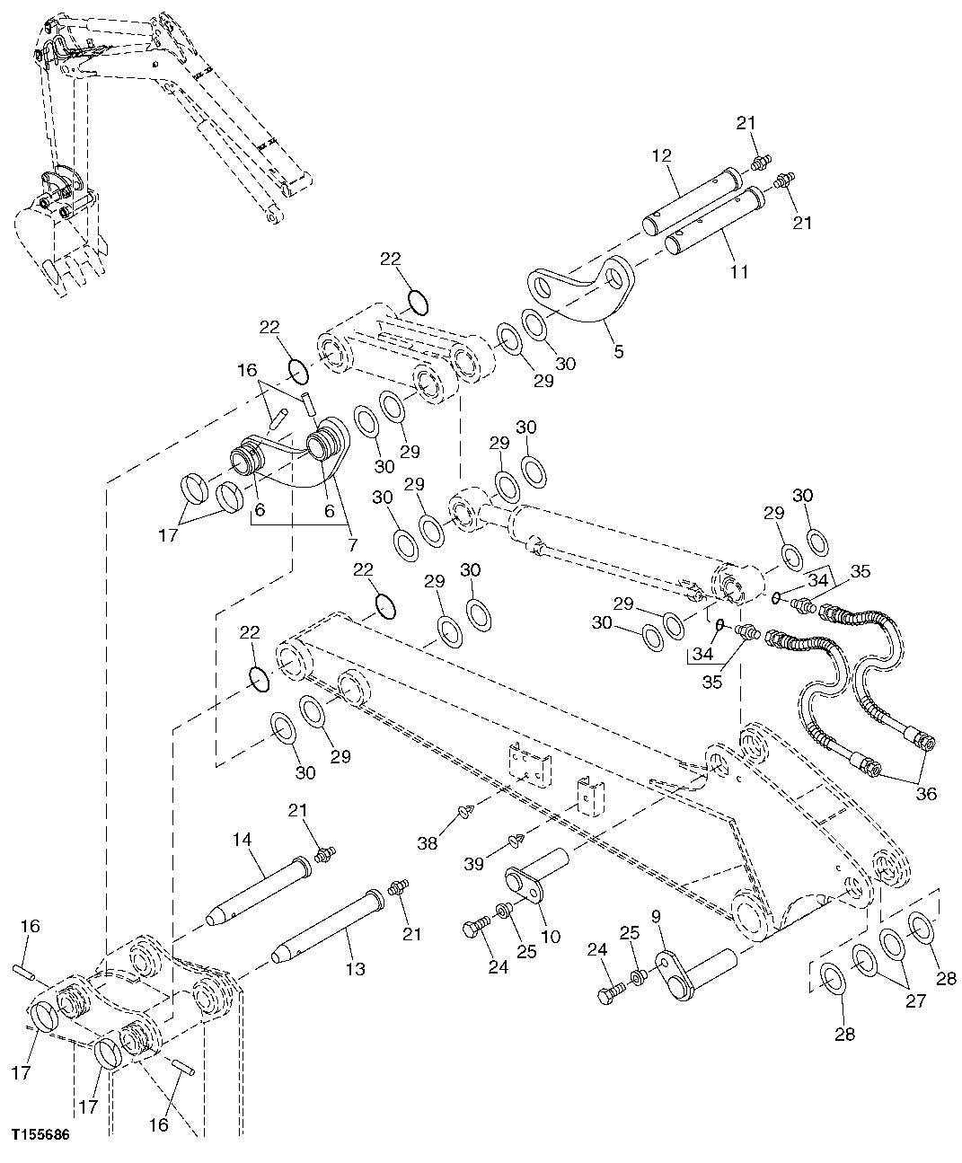 Схема запчастей John Deere 5C ZTS - 163 - ARM SUPPORT 3346 Dipperstick