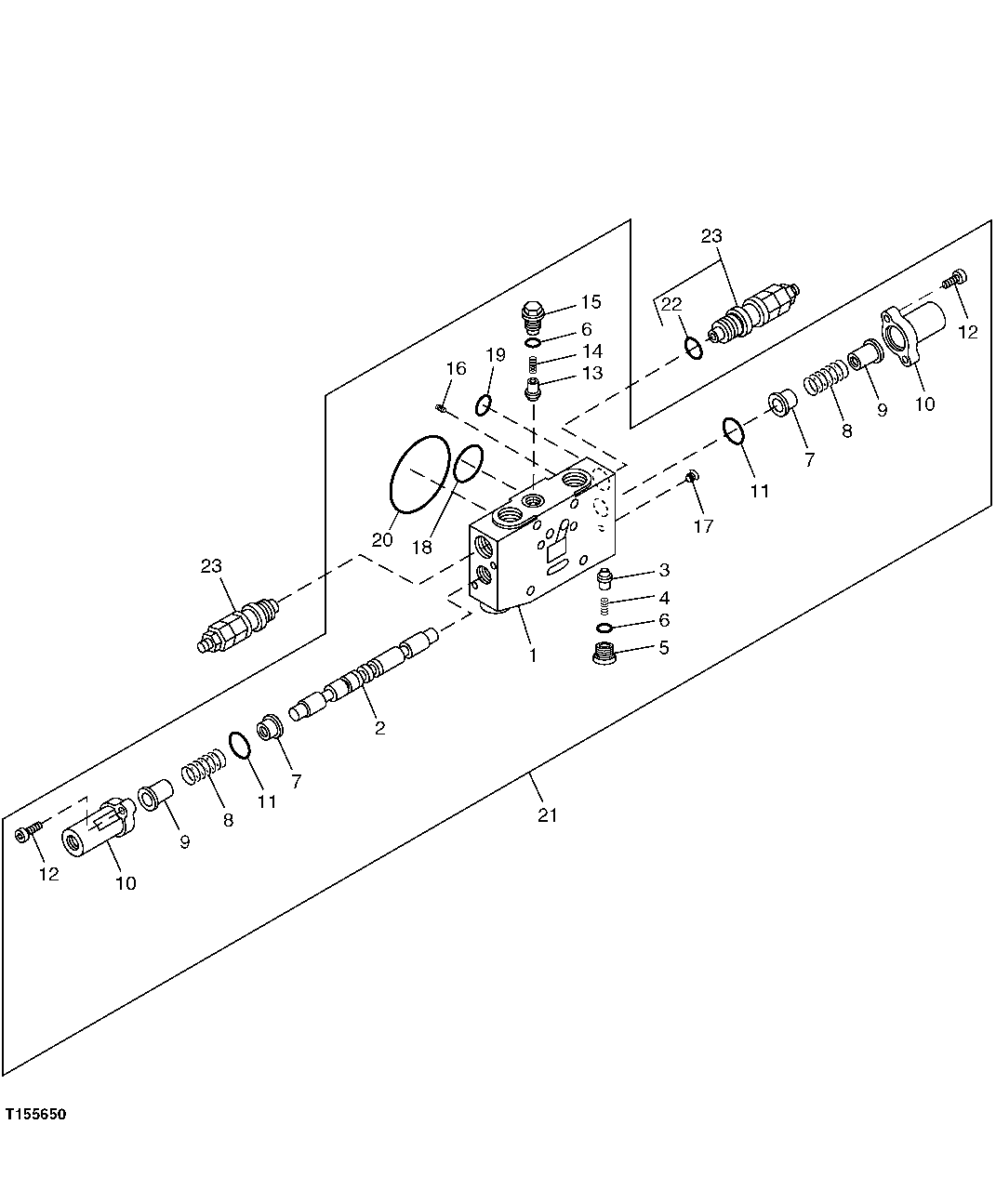 Схема запчастей John Deere 5C ZTS - 178 - Arm Flow Control Valve Components Section 3362 CONTROL & LOAD HOLDING VALVES