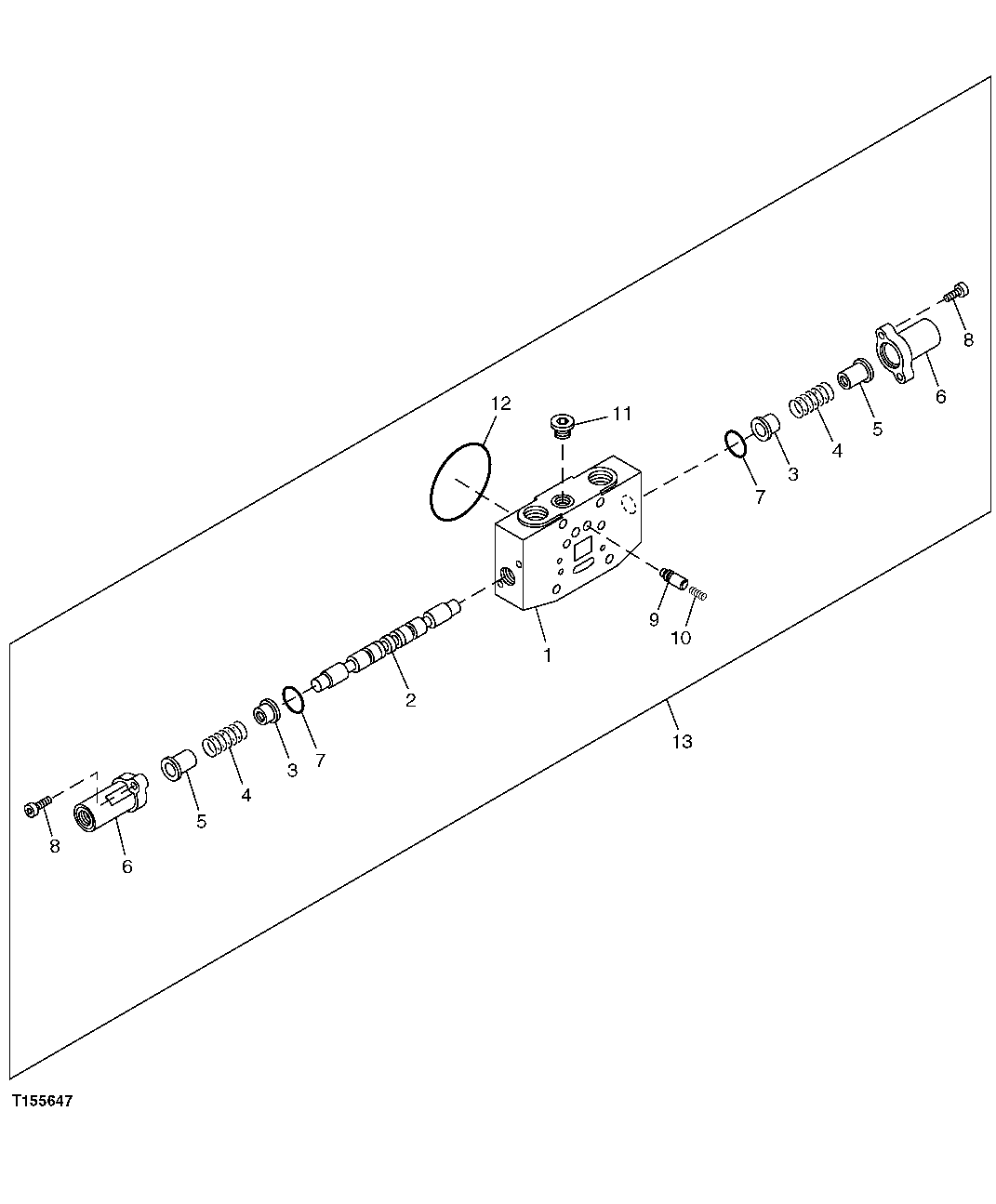 Схема запчастей John Deere 5C ZTS - 179 - Right Hand Propel Flow Control Valve Components Section 3362 CONTROL & LOAD HOLDING VALVES
