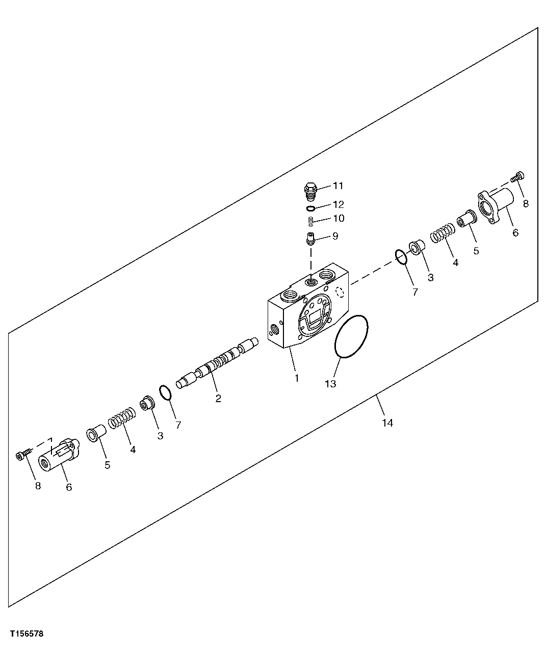 Схема запчастей John Deere 5C ZTS - 173 - Blade Flow Control Valve Components Section 3362 CONTROL & LOAD HOLDING VALVES
