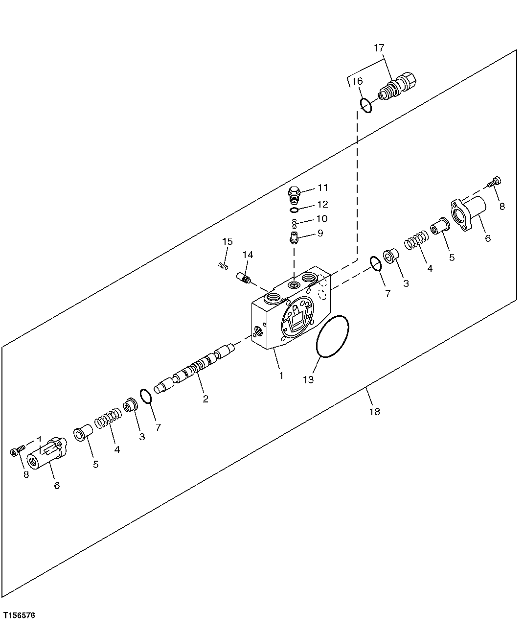 Схема запчастей John Deere 5C ZTS - 175 - Boom Swing Flow Control Valve Components Section 3362 CONTROL & LOAD HOLDING VALVES