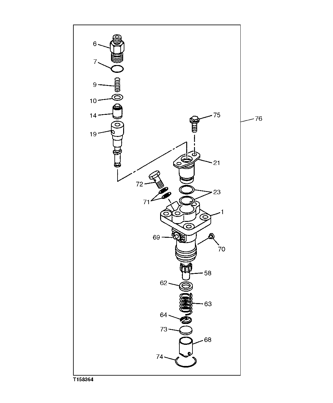 Схема запчастей John Deere 0C ZTS - 34 - FUEL INJECTION PUMP COMPONENTS 0413 Fuel Injection System