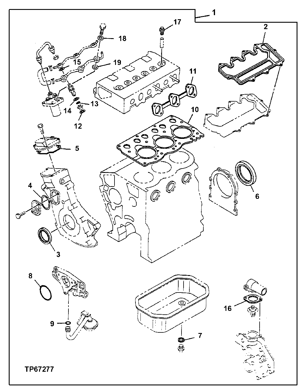 Схема запчастей John Deere 0C ZTS - 44 - ENGINE OVERHAUL GASKET SET 0452 Gasket Replacement Kits