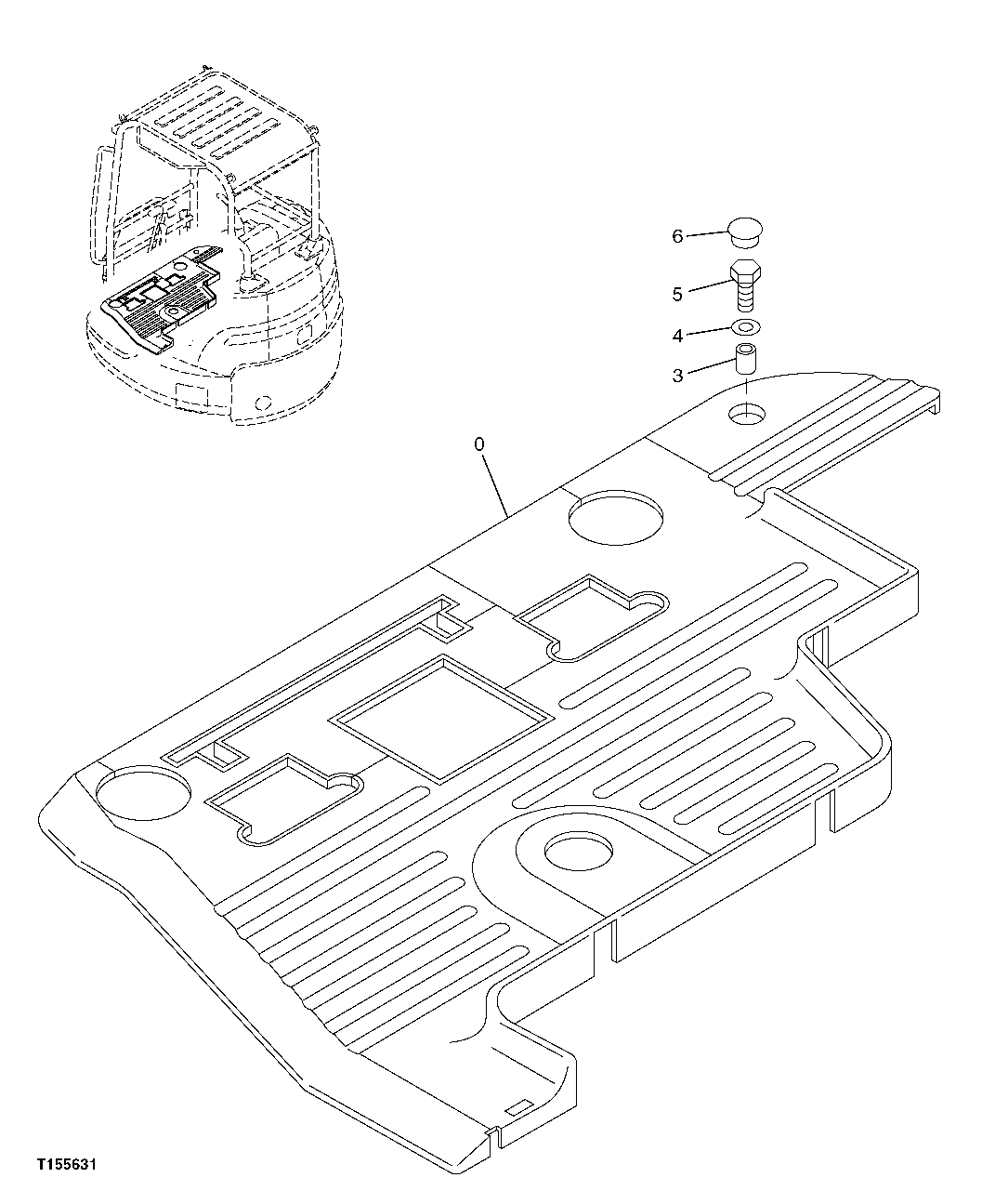 Схема запчастей John Deere 0C ZTS - 69 - Floor Mat (Canopy) 1807 Special Noise Control Items