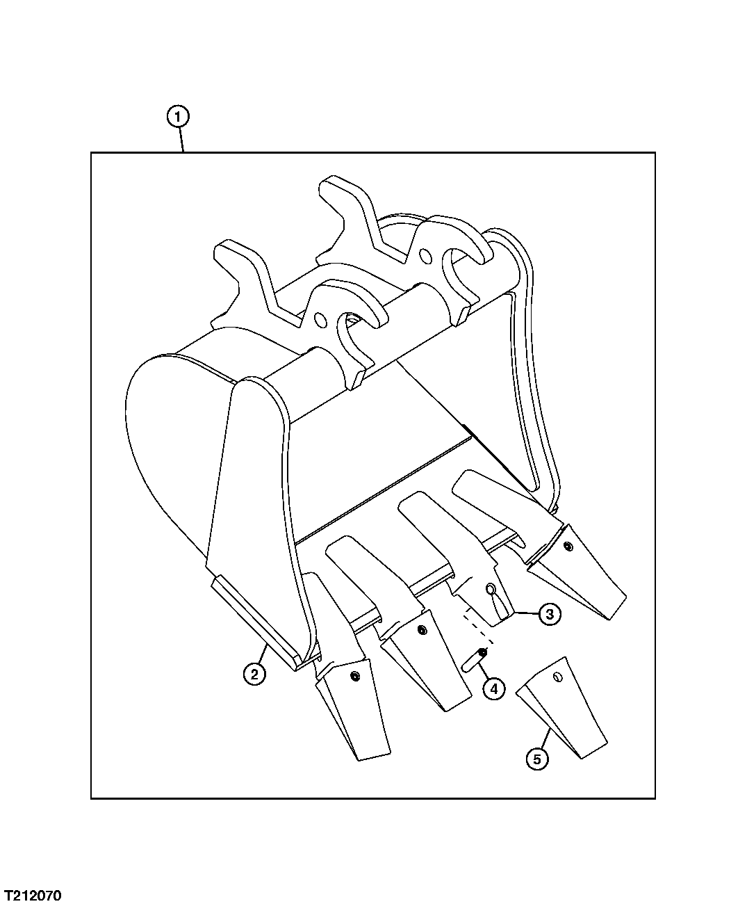 Схема запчастей John Deere 0C ZTS - 125 - HEAVY DUTY BUCKET (18 INCH) 3302 Bucket With Teeth