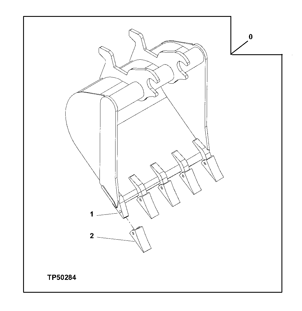 Схема запчастей John Deere 0C ZTS - 129 - HEAVY DUTY BUCKET (30 INCH/5.2 CUBIC FOOT) 3302 Bucket With Teeth
