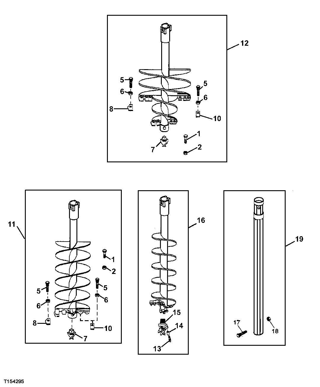 Схема запчастей John Deere 0C ZTS - 147 - AUGER BIT 3302 Bucket With Teeth