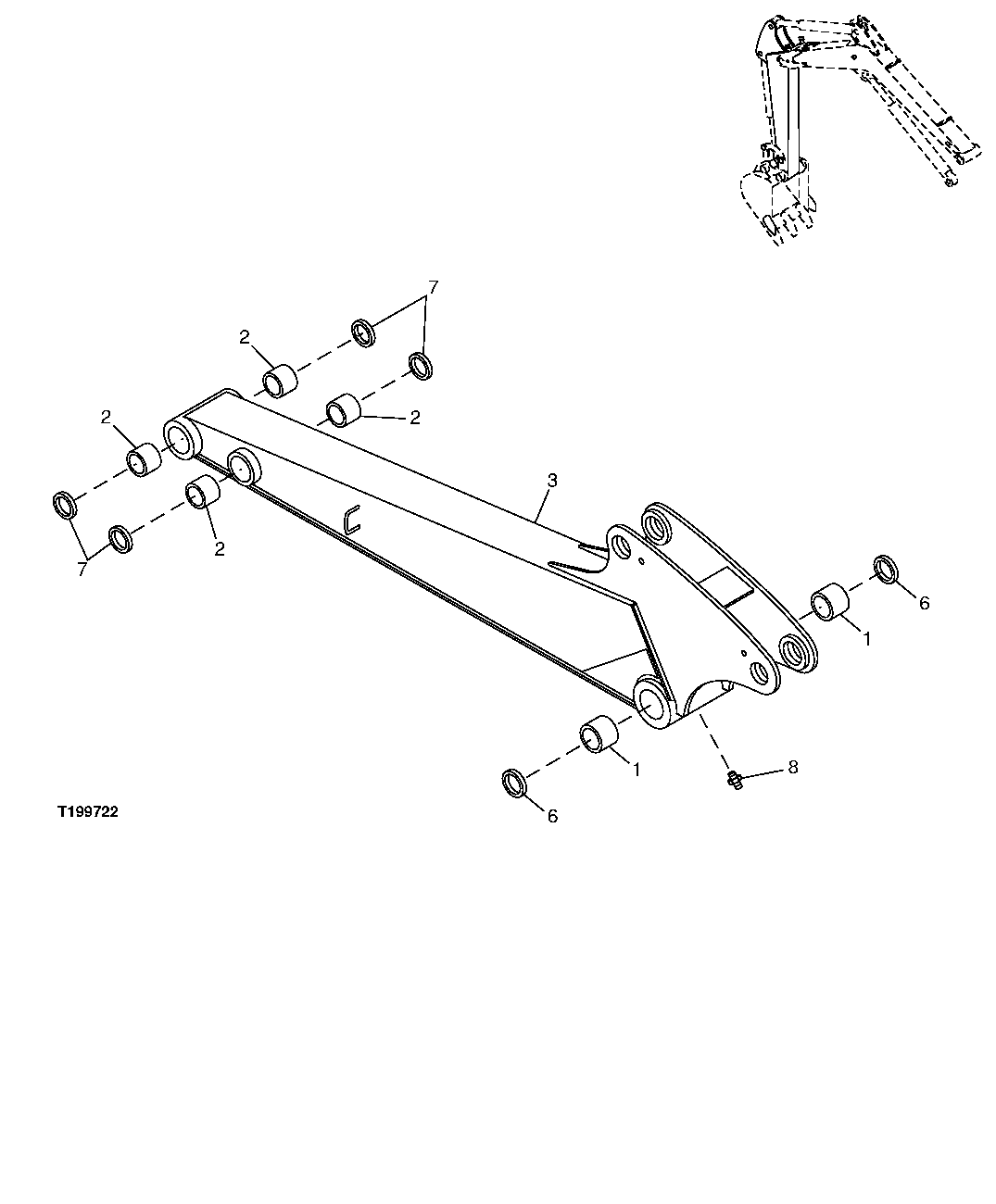 Схема запчастей John Deere 0C ZTS - 163 - STANDARD ARM (1.265M) 3346 Dipperstick