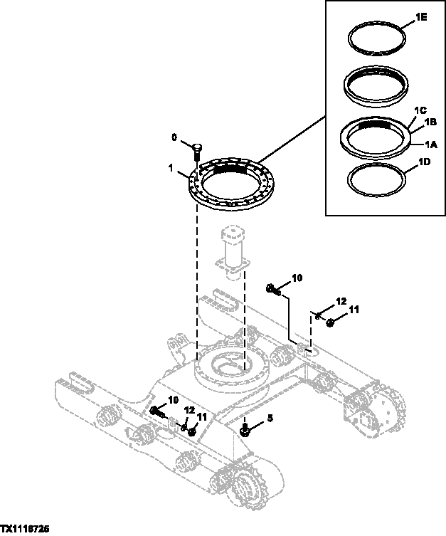 Схема запчастей John Deere 0C ZTS - 207 - Swing Bearing and Mounting Hardware 4353 SWING BEARING & MOUNTING
