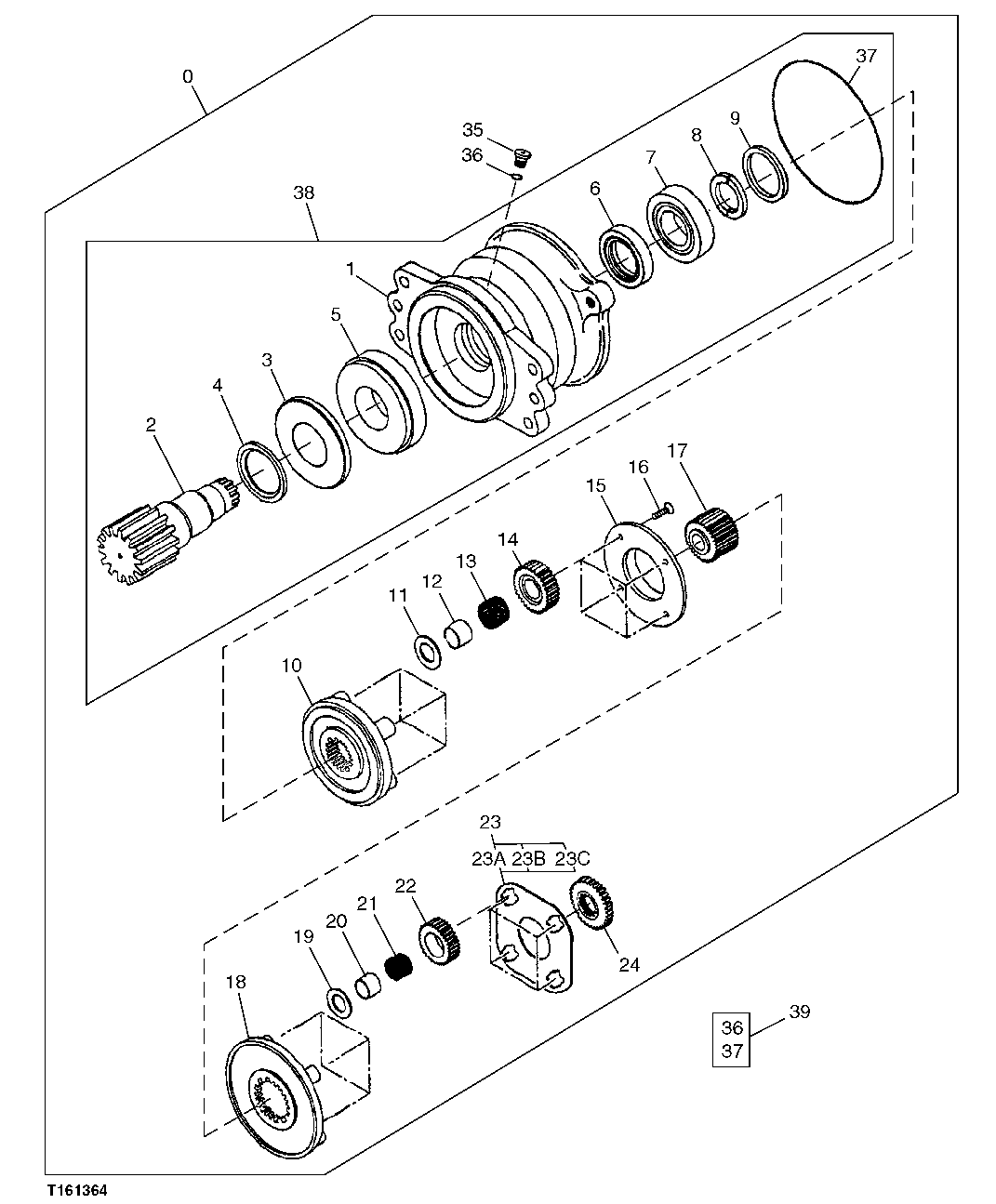 Схема запчастей John Deere 0C ZTS - 210 - SWING MOTOR AND GEARBOX HOUSING COMPONENTS 4367 Motors