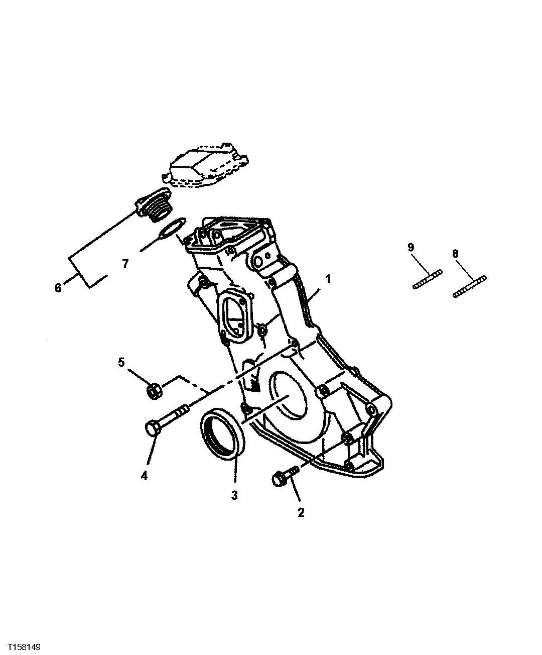 Схема запчастей John Deere 554 - 22 - Timing Gear Cover 0402 Camshaft And Valve Actuating Means
