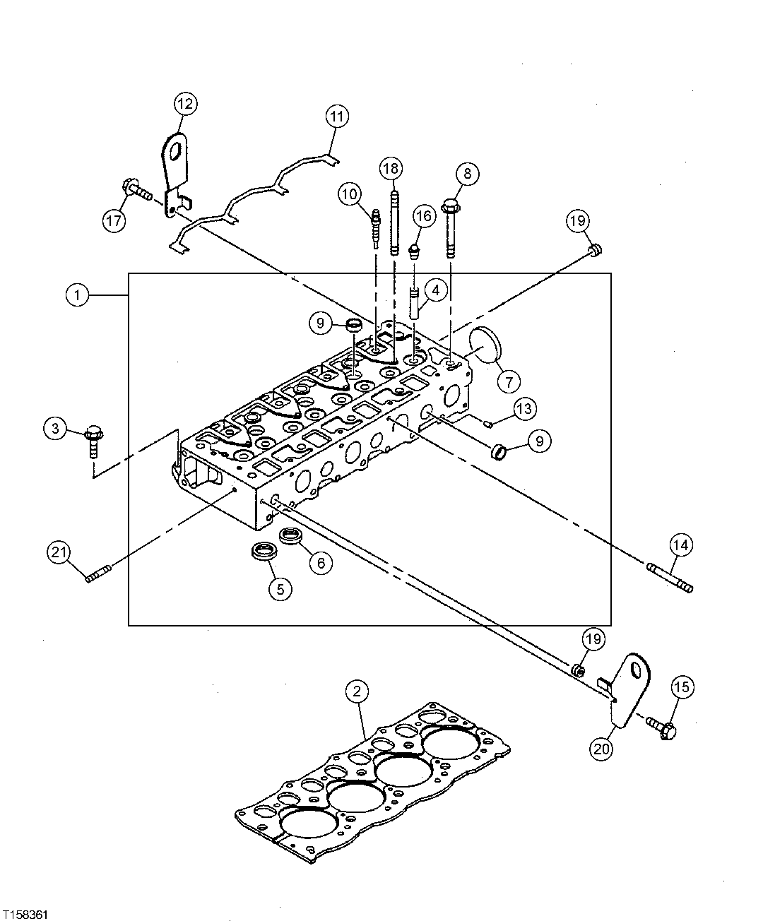 Схема запчастей John Deere 554 - 34 - CYLINDER HEAD AND HEAD GASKET 0409 Cylinder Head and Valves