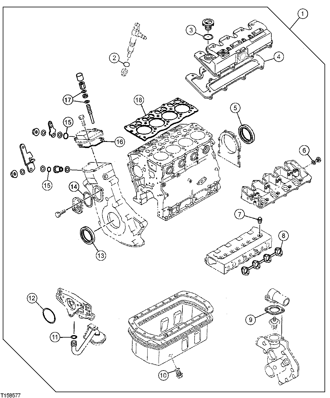 Схема запчастей John Deere 554 - 46 - Engine Gasket Kit 0452 Gasket Replacement Kits