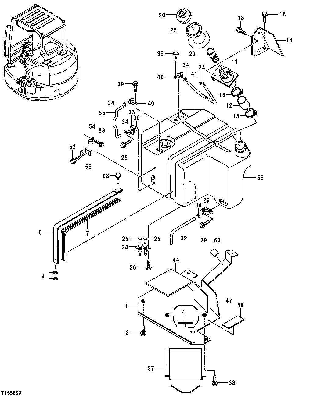Схема запчастей John Deere 554 - 53 - FUEL TANK AND SUPPORTS 0560 EXTERNAL FUEL SUPPLY SYSTEM