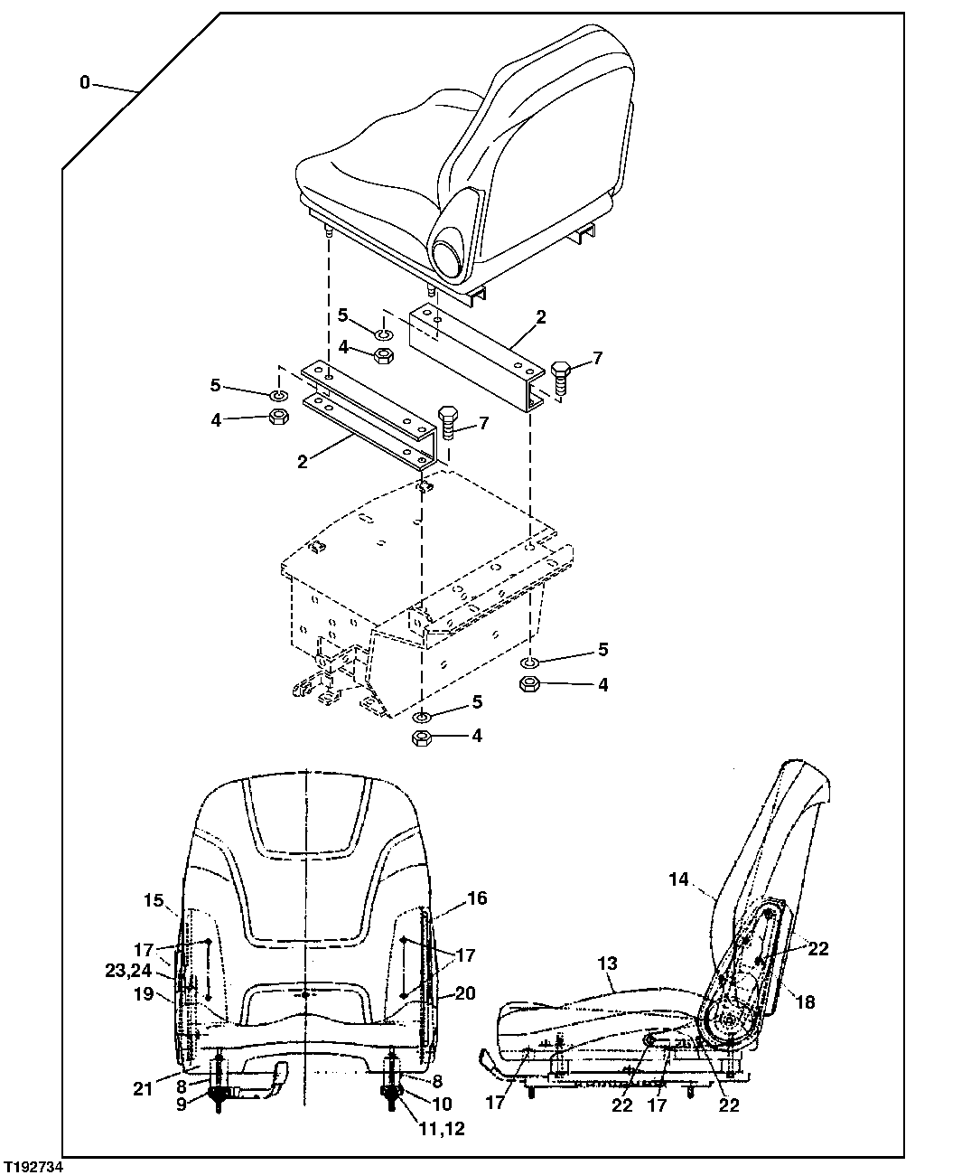 Схема запчастей John Deere 554 - 85 - Non Suspension Seat 1821 SEAT AND SEAT BELT