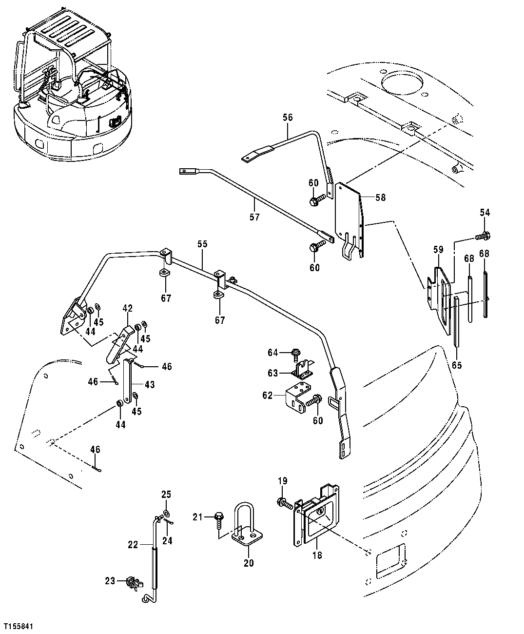 Схема запчастей John Deere 554 - 98 - COVER FRAME (RIGHT UPPER AND REAR UPPER FRAME AND LATCHES) 1910 Hood Or Engine Enclosure