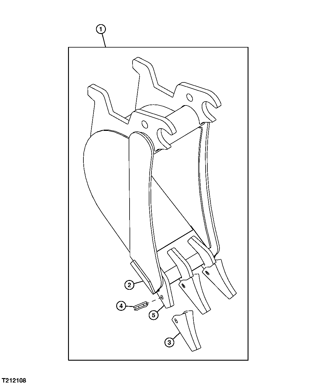 Схема запчастей John Deere 554 - 116 - HEAVY DUTY BUCKET (12 INCH, 2.1 CU FT) 3302 Buckets