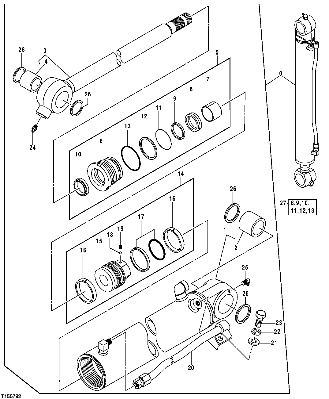 Схема запчастей John Deere 554 - 202 - Bucket Cylinder 3360 HYDRAULIC SYSTEM