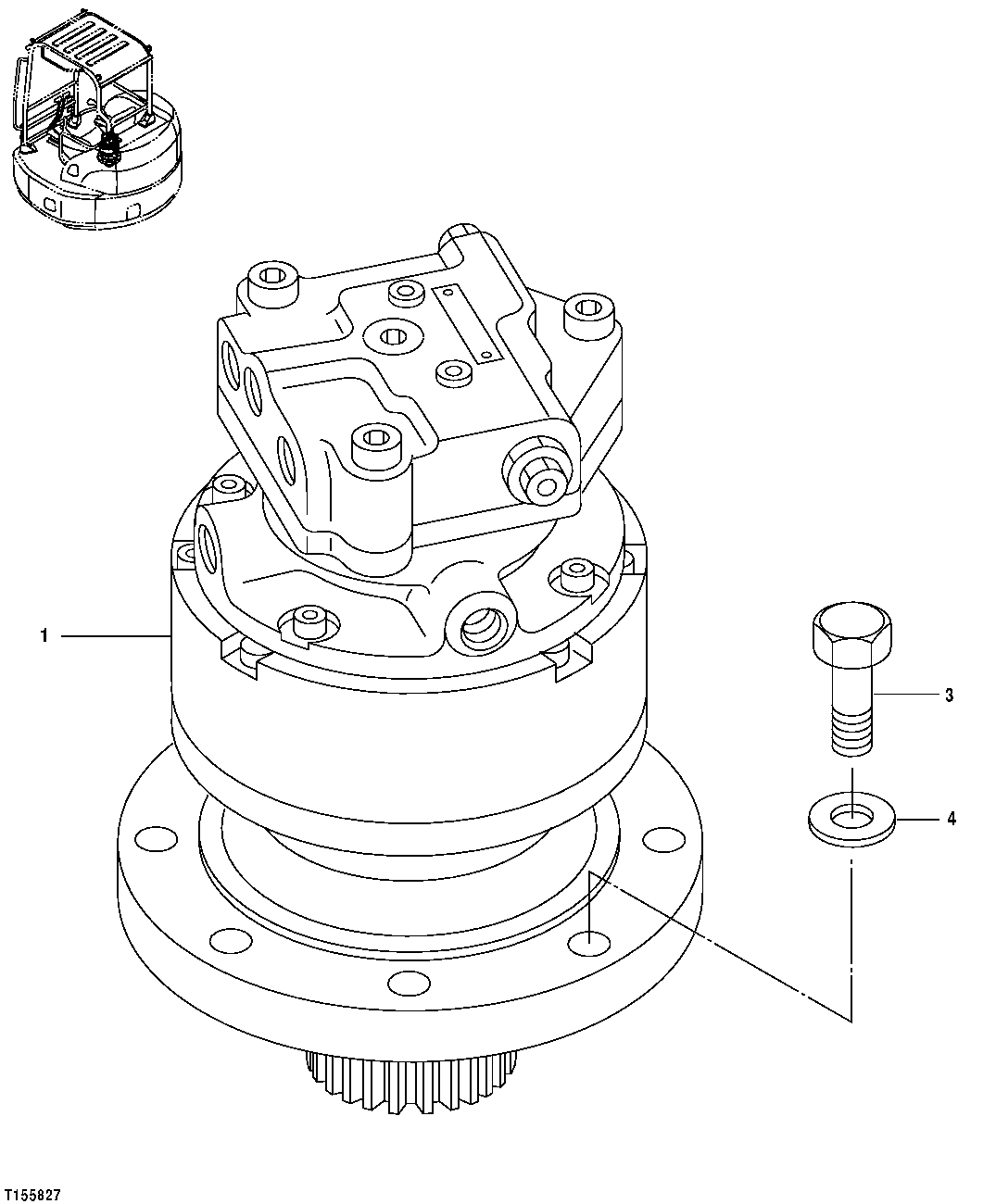 Схема запчастей John Deere 554 - 205 - Swing Motor and Gear Box 4360 Hydraulics
